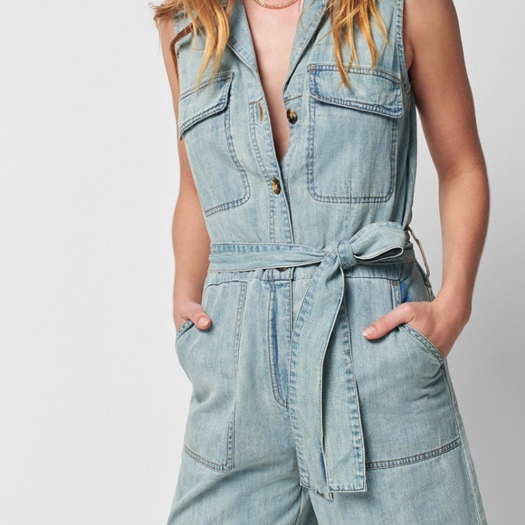 Faherty Utility Denim Romper - Picture 2 of 9